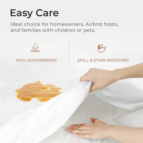 Vista 2 de Comfort Beddings Protector de colchón 100% algodón orgánico tamaño litera de caravana, funda de colchón de 250 GSM, impermeable, protector de cama