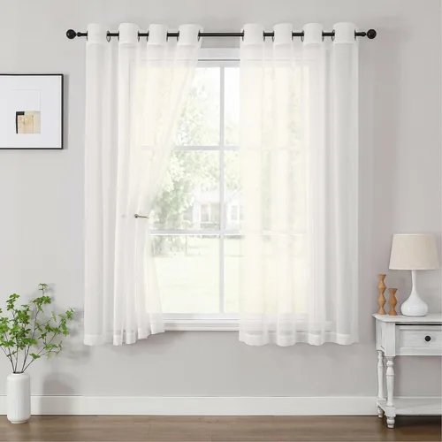 Vista 40 de OWENIE Cenefa transparente con ojales negros para ventanas, 2 paneles de 52