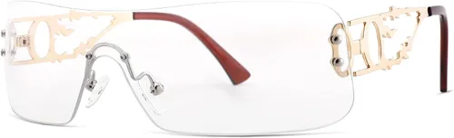 Vista 2 de Gafas de sol envolventes Y2K para mujeres y hombres, futuristas sin marco, lentes degradados