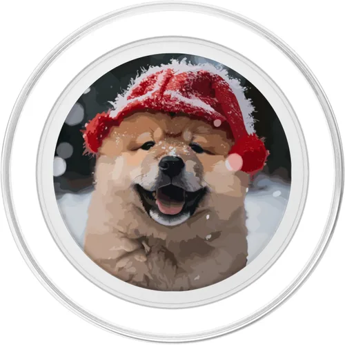 Vista 2 de Chow Chow Puppy Dog Playing In Snow Christmas PopSockets MagSafe PopGrip for iPhone