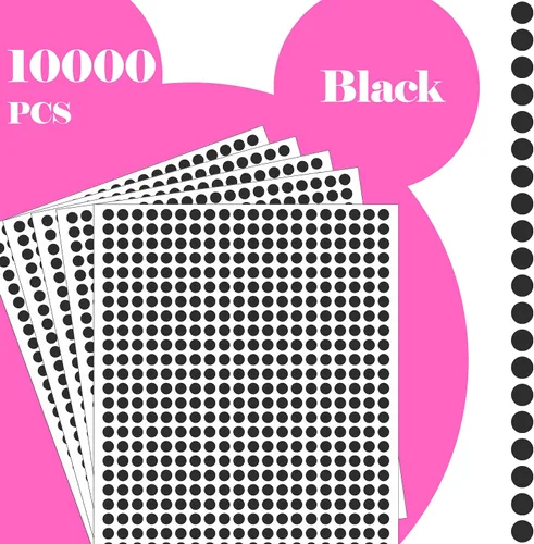 Vista 2 de Calcomanías de punto negro, 1/4 de pulgada, 10000 etiquetas adhesivas