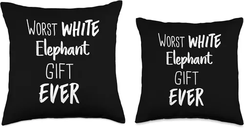 Vista 3 de Worst White Elephant Gift Funny Christmas Holiday Peor almohada de elefante blanco para regalo, 16 x 16 pulgadas, multicolor