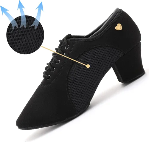 Vista 3 de RoseMoli Zapatos de Baile para Mujer, con Cordones, de Baile Latino, Salón Moderno, Salsa, Ritmo, Enseñanza, Práctica, Profesional