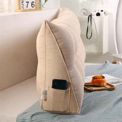 Vista 2 de Almohada triangular para cabecero de cama, almohada de lectura de cuña, cojín de sofá cama, respaldo grande, almohadas de apoyo para dormitorio