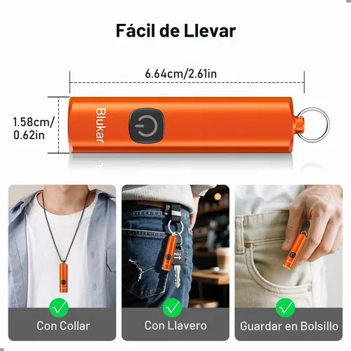 Vista 5 de Blukar EDC recargable llavero linterna, 360L mini luz de flash portátil