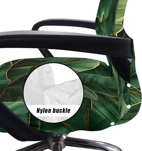 Vista 5 de Green Leaf - Fundas para sillas de oficina en casa, fundas elásticas para sillas de escritorio de computadora, respaldo alto, universales, fundas