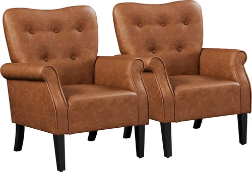 Vista 13 de Yaheetech Sillón Moderno, Silla de Acento de Mediados de Siglo con Patas de Madera Resistentes y Respaldo Alto para Espacios Pequeños, Silla de Club