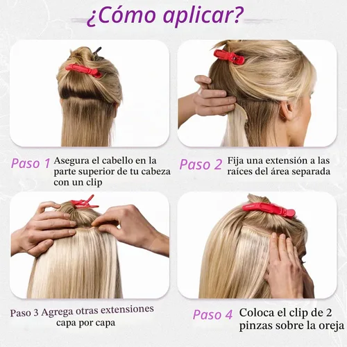 Vista 8 de BARSDAR Extensiones de cabello sintético de 20 pulgadas con clip negro