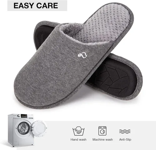 Vista 7 de EverFoams Men's Cotton Knit Memory Foam Indoor Slippers Light Weight House Shoes with Anti-Skid Sole