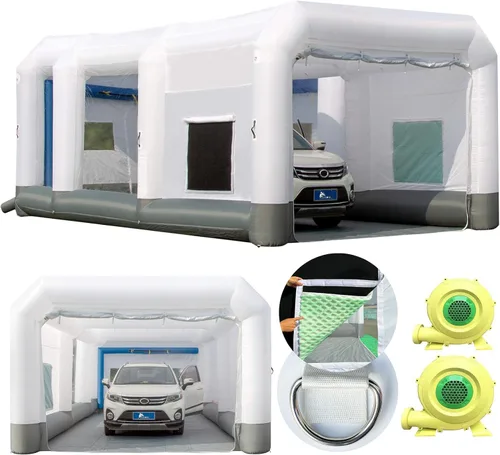 Vista 9 de GORILLASPRO Cabina de pintura inflable portátil de 16.5 x 10 x 8 pies, cabina de pulverización inflable con soplador de 550 W, sistema de filtro
