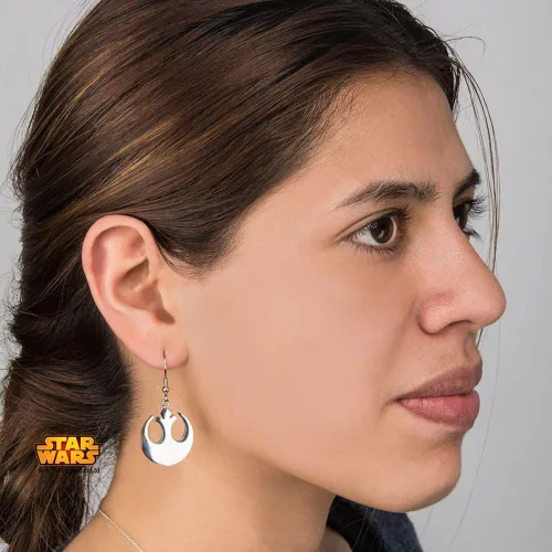 Vista 2 de Pendientes colgantes de acero inoxidable para mujer, símbolo imperial de Star Wars