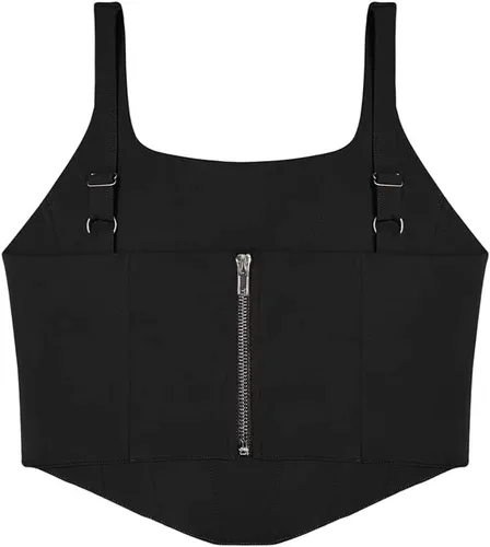 Vista 5 de REORIA - Camiseta corta sin mangas con cuello cuadrado sexy para mujer