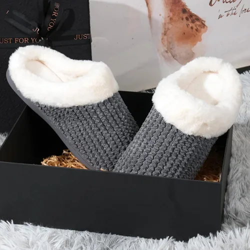 Vista 9 de Pantuflas de espuma viscoelástica para mujer cómodo vellón forrada de lana de felpa para interiores y exteriores