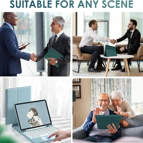 Vista 7 de Funda para teclado con panel táctil para Galaxy Tab S6 Lite de 10.4 pulgadas (2024/2022/2020) con soporte para bolígrafo S, teclas redondas