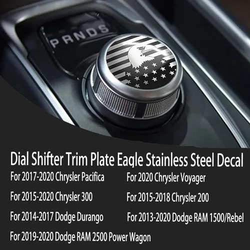 Vista 7 de CONGCONG Para Dodge Ram Chrysler Durango Traveler American - Calcomanía de acero inoxidable para pomo de palanca de cambios compatible con Chrysler
