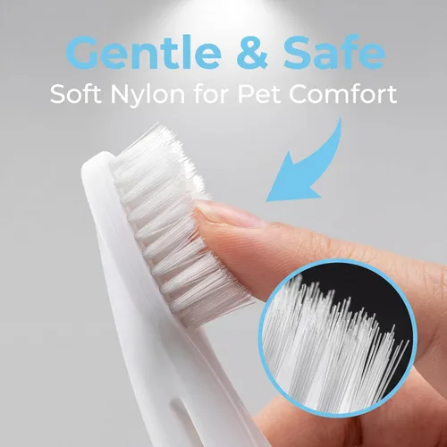 Vista 2 de Cepillo de dientes para perros y gatos, cerdas de nailon suave, cepillo de dientes de dedo de gato con mango ergonómico, cepillo de dientes