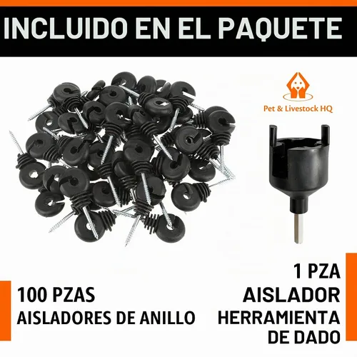 Vista 7 de Aisladores eléctricos para cercas atornilladas postes de madera, adecuados para cable eléctrico de cinta Polytape Polywire