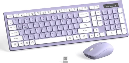 Vista 12 de Combo de teclado y mouse inalámbricos, teclado inalámbrico de tamaño completo y mouse DPI ajustable, receptor USB de 2.4 GHz, teclado y mouse