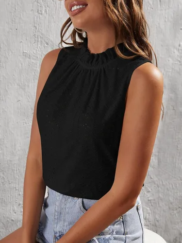 Vista 3 de Verdusa Blusa sin mangas con cuello alto falso para mujer