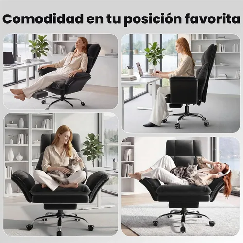 Vista 6 de Silla de oficina grande y alta, reposabrazos abatibles para mascotas