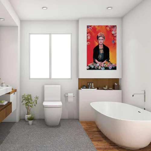 Vista 4 de New York Art Publishing Frida Kahlo Póster (pintura) impreso en papel, 24x36 pulgadas, meditación con flores, envío desde los Estados Unidos