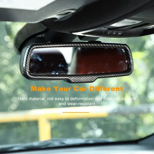 Vista 4 de RAZPOY Cubierta de espejo retrovisor interior para Dodge Challenger 2015-2024 y Charger Durango 2011-2024 y Ram 2010-2017, fibra de carbono