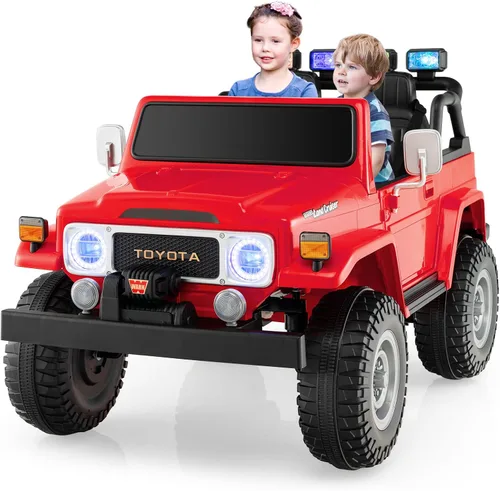 Vista 9 de Costzon Auto de 2 plazas, camión Toyota FJ40 con licencia de 12 V con control remoto de 2.4 G, suspensión de resorte, caja de almacenamiento, luces