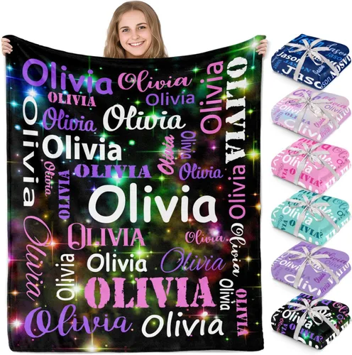 Vista 13 de Gudina Mantas y mantas personalizadas con nombre personalizado con nombre, manta de franela personalizada, regalos para niños, niñas, niños y bebés