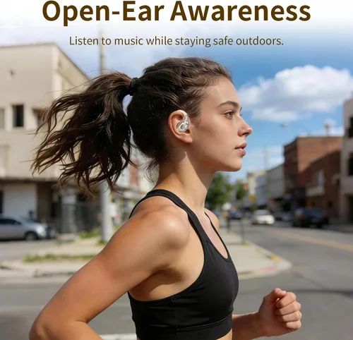 Vista 12 de Auriculares de oreja abierta, auriculares inalámbricos Bluetooth 5.4 con pantalla digital inteligente, sonido potente, llamadas claras, IPX4