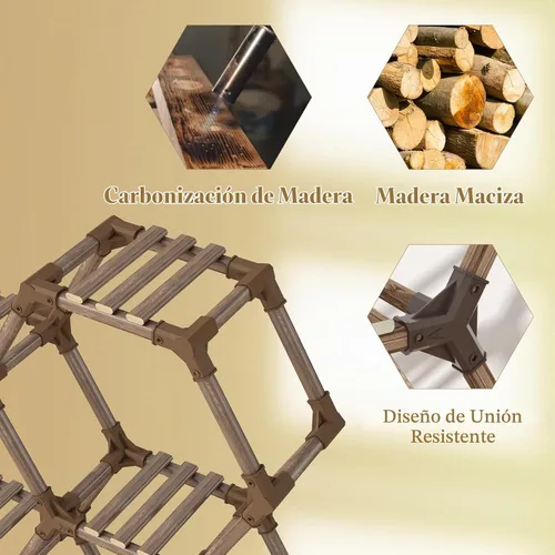 Vista 6 de Tikea Soporte para Plantas de Interior y Exterior Soporte Hexagonal de Esquina para Plantas Suculentas Plantas Pequeñas Estante de Madera