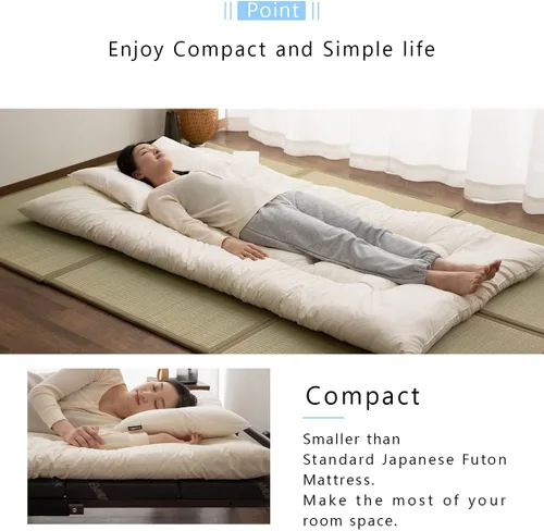 Vista 3 de EMOOR Colchón de futón japonés que ahorra espacio, compacto, tamaño individual, fabricado en Japón, colchón plegable para dormir, tapete de tatami
