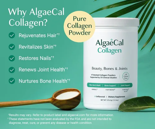 Vista 3 de ALGAECAL Paquete de vitamina D3 y colágeno: colágeno hidrolizado completo con verisol, fortibone y fortigel clínicamente apoyado, además de vitamina