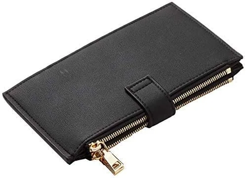 Vista 6 de Travelambo Billetera plegable con bloqueo RFID para mujer, con bolsillo con cremallera