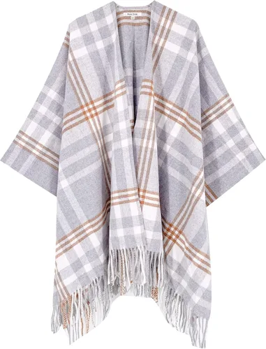 Vista 123 de Moss Rose Chal de viaje para mujer, capa tipo poncho de frente abierto para otoño e invierno