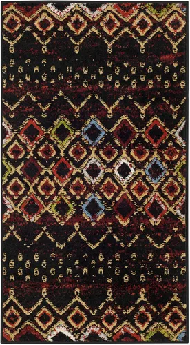 Vista 2 de SAFAVIEH Amsterdam Collection Alfombra Decorativa - 2.3 pies x 4 pies, Negro & Multi, Diseño Marroquí Bohemio, Sin Desprendimiento y Fácil Cuidado