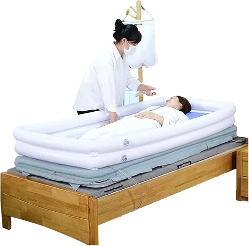 Vista 7 de Bañera inflable y champú, bañera de PVC para adultos, kit de ducha inflable con bomba de aire eléctrica y bolsa de agua para embarazadas, ancianos