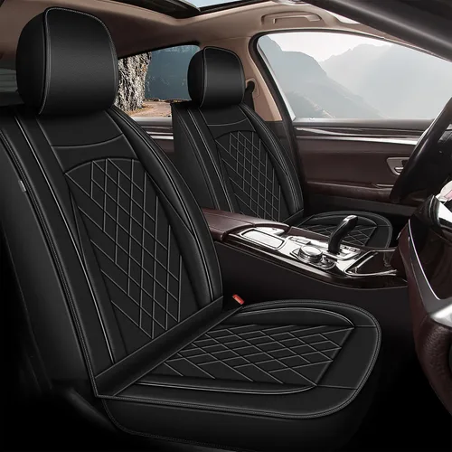 Vista 13 de CX-5 - Fundas de asiento delantero de piel sintética para Mazda CX-5 2013-2024 (negro y beige)