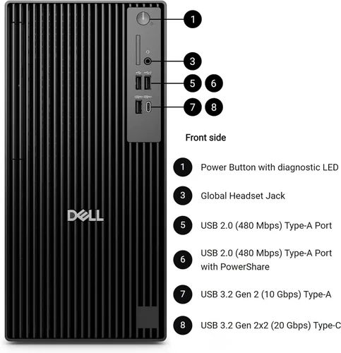Vista 3 de Dell Pro Tower Plus QBT1250 - Escritorio empresarial, Intel Core Ultra 5-235, RAM DDR5 de 16 GB, SSD PCIe de 1 TB, DVDRW, 3x4K DP, Copilot AI