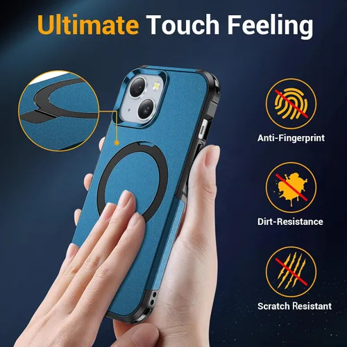 Vista 7 de jaroco Funda para iPhone 13, con [protector de pantalla de privacidad] [soporte magnético con patilla] [compatible con MagSafe], funda de teléfono