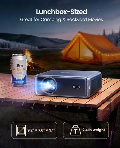 Vista 3 de [Aplicación oficial integrada/soporte 4K/compacto] Proyector inteligente con WiFi6 y Bluetooth, proyector de películas al aire libre y DoIby