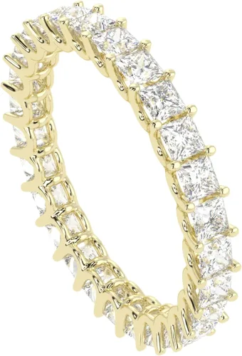 Vista 4 de Anillo de boda de princesa de moissanita de 14 quilates, tono oro blanco, rosa, amarillo, anillo de boda de eternidad completa, 2.00 quilates, corte