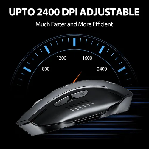 Vista 10 de INPHIC Ratón Bluetooth, batería visible mejorada, mouse inalámbrico Bluetooth recargable (modo dual: BT 5.0+ USB 2.4G), mouse portátil de clic Negro