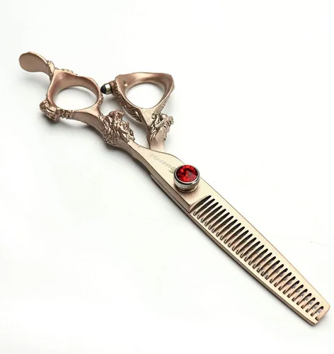 Vista 4 de 7/8/9 pulgadas oro rosa, plata 440c tijeras de pelo japonés salón peluquería y peluquería de adelgazamiento (oro rosa)