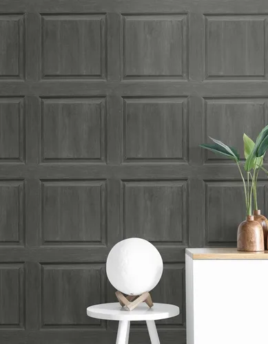 Vista 5 de NextWall Papel tapiz de imitación lavado para despegar y pegar (carbón)