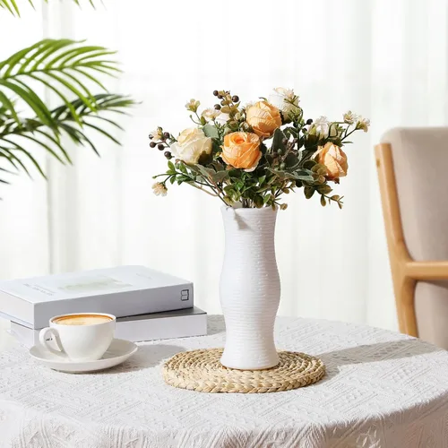 Vista 2 de Didaey Paquete de 10 jarrones de plástico compuesto a granel, pequeños jarrones florales bohemios para ramo de flores secas, centros de mesa