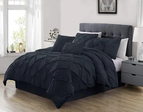 Vista 31 de Chezmoi Collection - Juego de ropa de cama modelo Sydney, 7 piezas, con pliegues decorativos