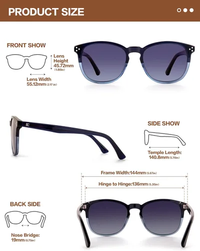 Vista 10 de Gafas de sol polarizadas para mujer con protección UV para mujer, a la moda, grandes sombras con marco de acetato BC2110