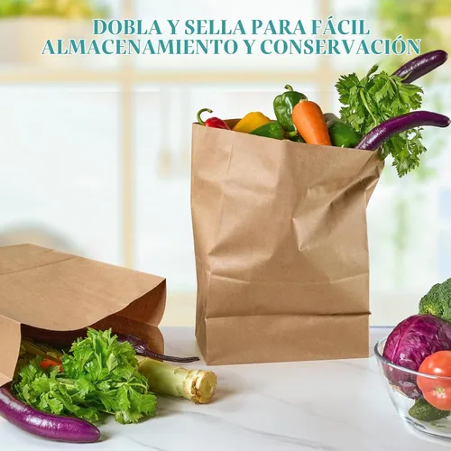Vista 6 de MUCHII Bolsas de Papel Kraft de 57 LB 50 Unidades, Bolsas Grandes de Papel Marrón de Supermercado para Almacenamiento, Compras