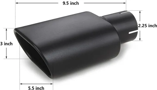 Vista 2 de A-KARCK Punta de Escape Cuadrada con Entrada de 2.25", Tubo de Escape Rectangular con Revestimiento Negro 3" x 5.5" Salida, 9.5" de Largo, Diseño