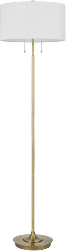 Vista 3 de Cal Lighting BO-3028FL Kendal - Lámpara de pie de metal con interruptor de cadena de tracción, pantalla de tela de tambor